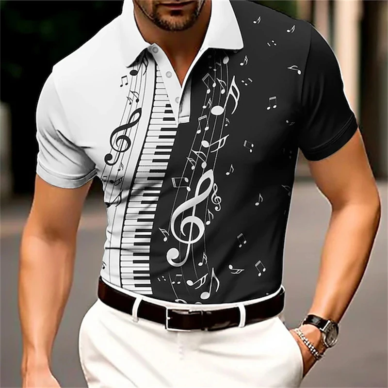 Men's Striped Polo Shirt Black And White Striped 3D Printed Retro Men's Short-Sleeved Plus Size Polyester Street Summer Shirts 14 S716e887c4abe4b9285844aafcd7583f4W
