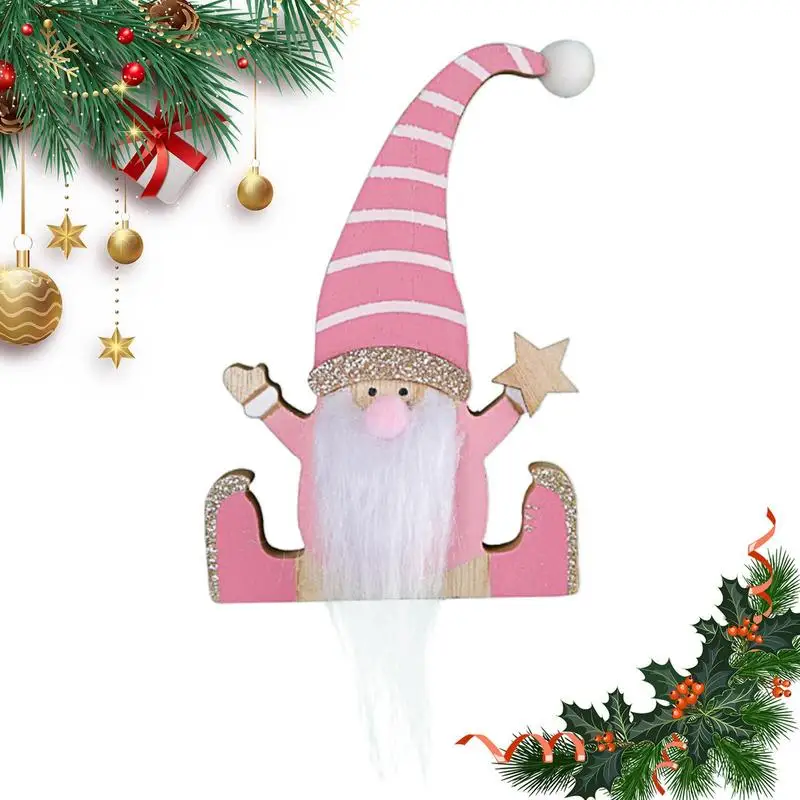 

Wooden Gnome Ornaments For Christmas Tree Wooden Gnome Decor For Christmas Portable Wooden Hang Craft Gnome Elf Party Supplies