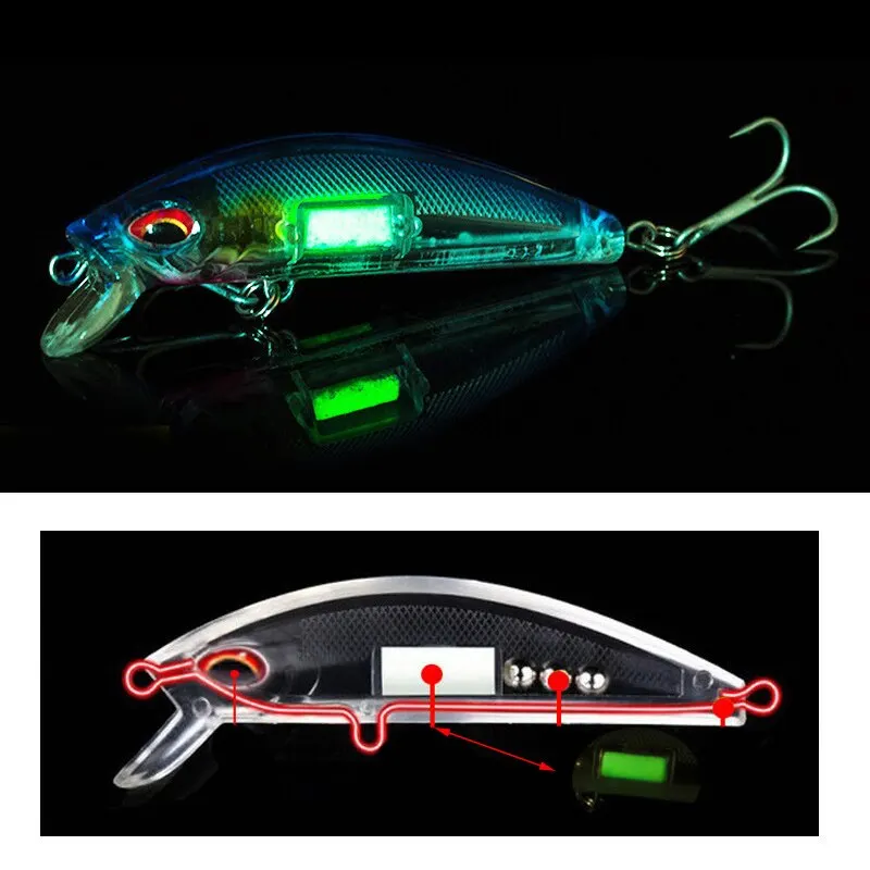 Luminous Minnow Fishing Lures 3D Eyes Night Fishing Bait Artificial Hard  Crankbaits Wobblers With Hook Pesca