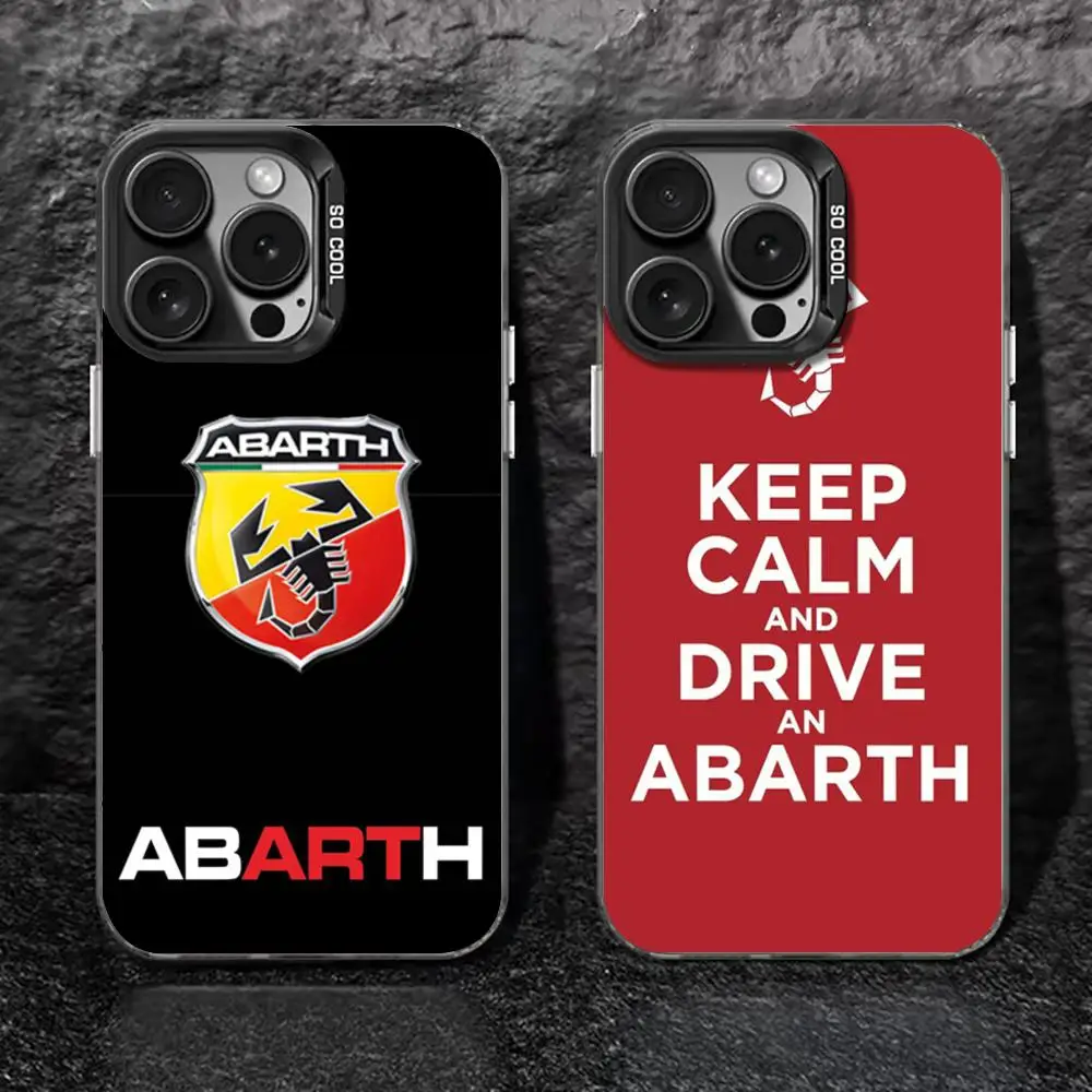 A-ABARTHes Italy Black Phone Case with Colorful Silver Design