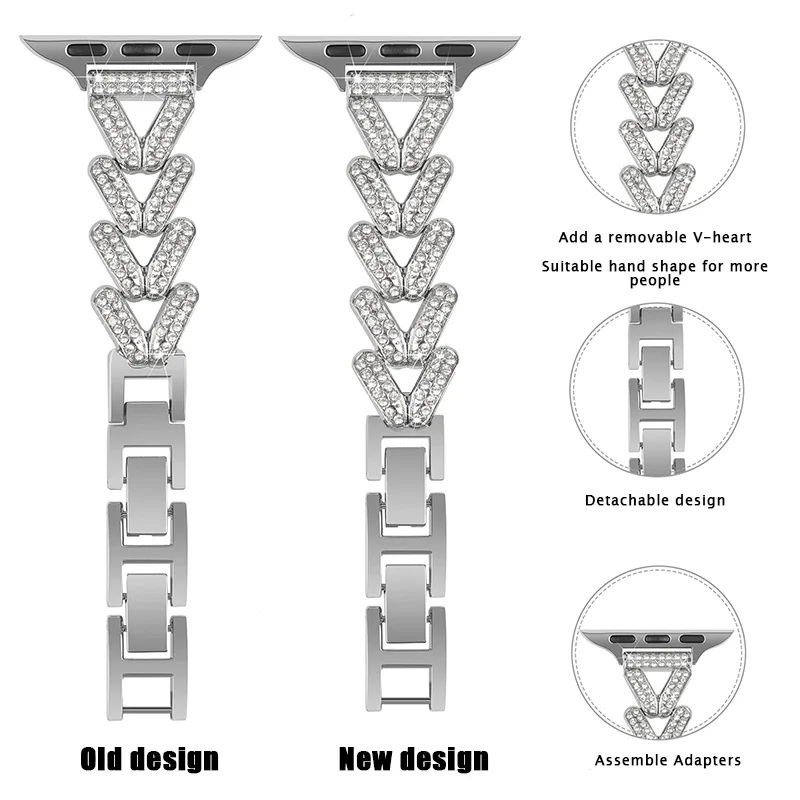 Diamond Metal Strap for Apple Watch 10 Band 46mm 42mm 41mm 44/49mm 45mm 40mm Women Belt Bracelet iWatch Series 9 8 7 Se 6 Ultra