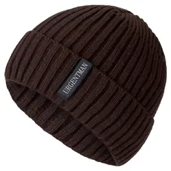 Unisex Stylish Plush Fur Lined Winter Beanie - Thick Knit Hat - 55cm-60cm (Coffee)