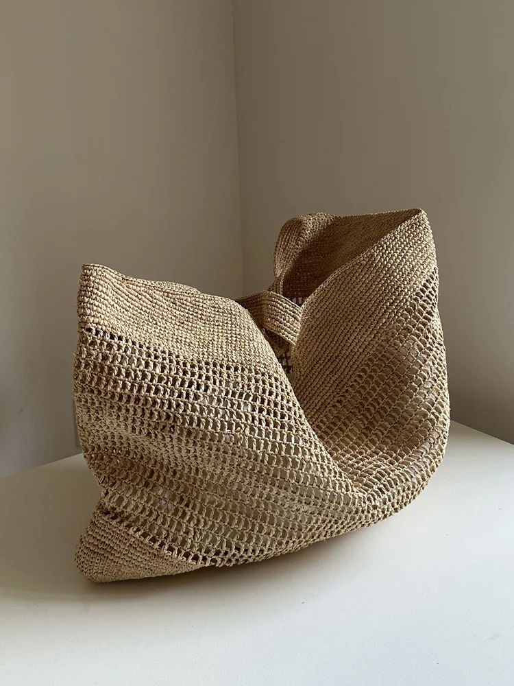 Summer Woven Beach Bag Lady Fashion Large Capacity Tote Bag Travel Vacation Handbag Shoulder Crossbody Handheld Casual Female