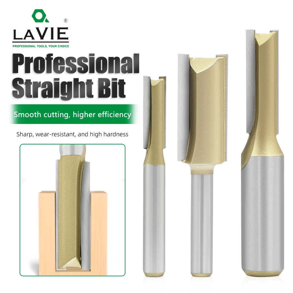 LAVIE 1 Stück 6 mm 1/4 1/2 Schaft Gerader Fräser Holzbearbeitungswerkzeuge Holzfräser für CNC-Trimmung H060020