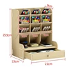 Pencil Holder, Wooden Desk Organizer with Drawers, 12 compartmentsk, Pen Holder Storage Box, Art Supply Organizer, Desktop 1