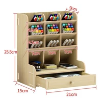 Pencil Holder, Wooden Desk Organizer with Drawers, 12 compartmentsk, Pen Holder Storage Box, Art Supply Organizer, Desktop 1
