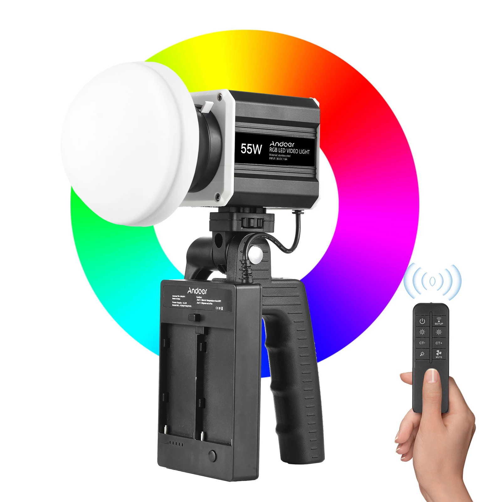 Andoer 핸드 헬드 RGB 비디오 라이트, 라이브 스트리밍 홈 스튜디오 사진..