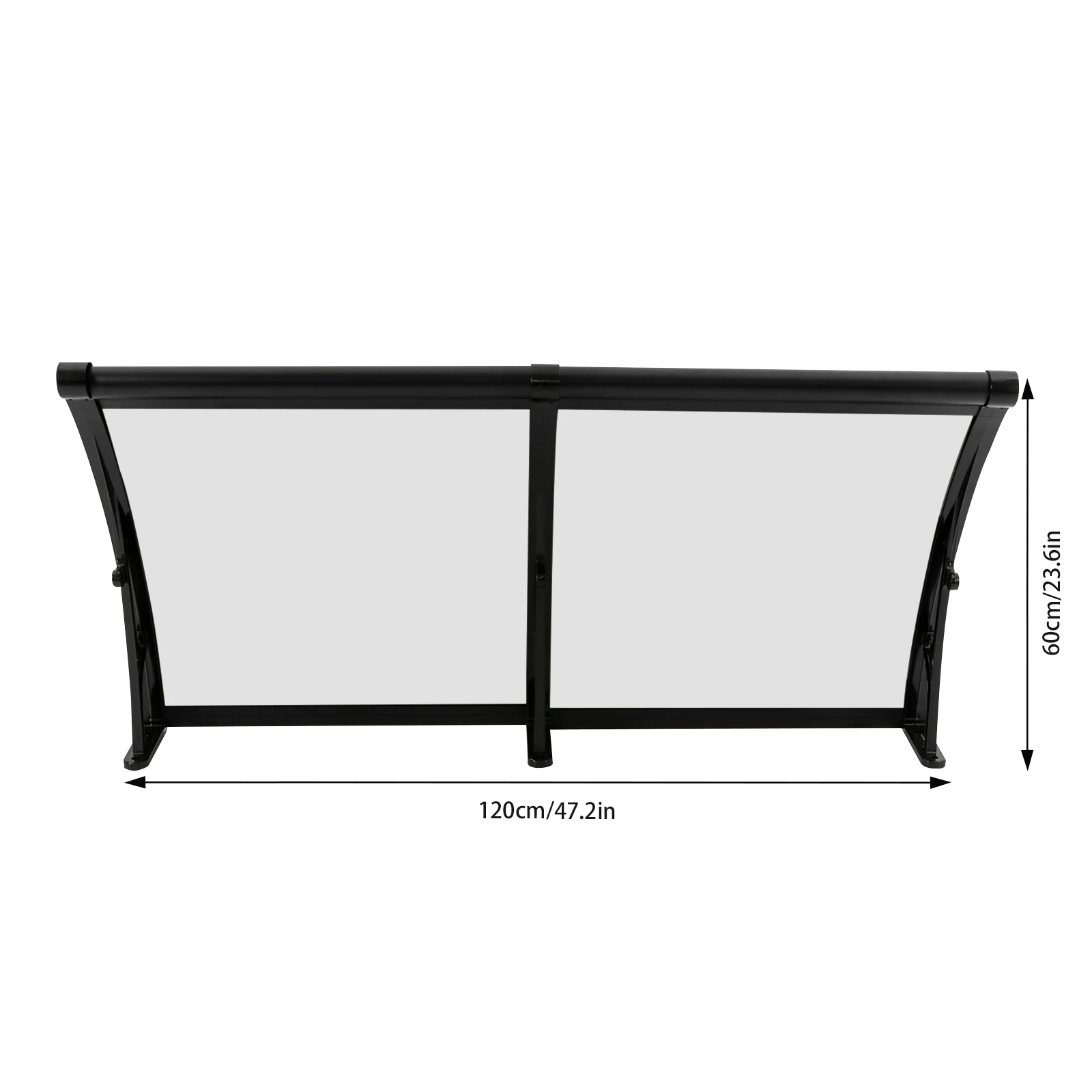 120 * 60 cm Fenstermarkise, transparent, gewölbte Tür, Überdachung, Regenschutz mit Entwässerungsrinn von Regen, Hagel, UV-Schäden – Detail 2