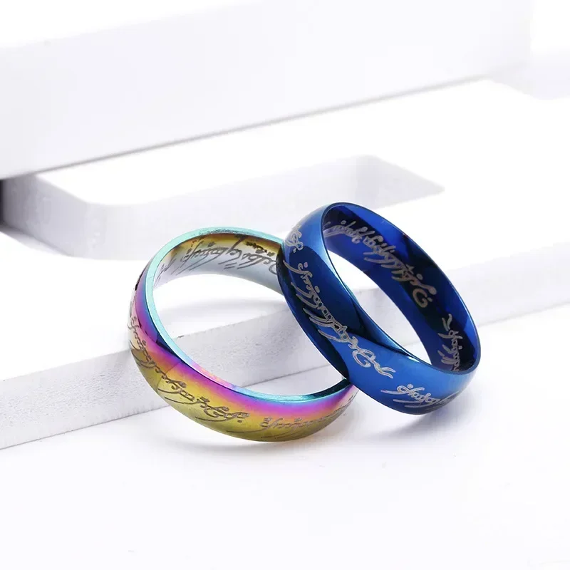 Lord of The Finger Rings Movie with The Same Inside and Outside 3D Engraving Spanish Sanskrit Ring finger ring