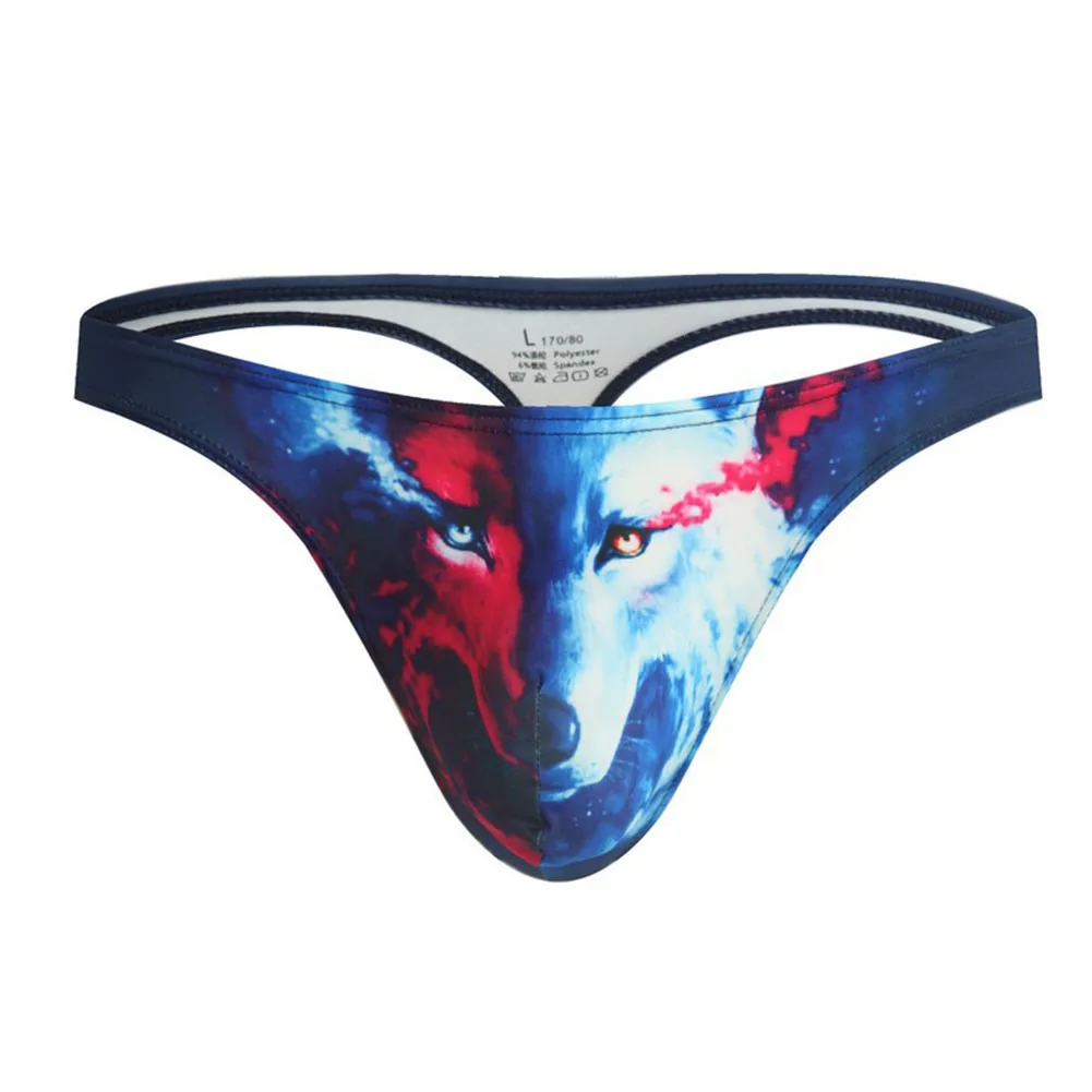 

Sexy Mens Animals Printed Thong Panties Mesh Breathable Soft Underpants Bulge Pouch G String Underwear Low Waist Briefs