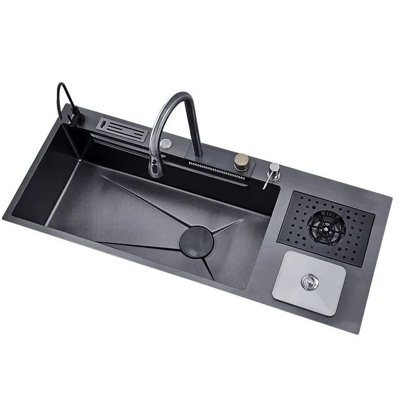 Flying RainWaterfall Sink Stainless Steel Large Big Single Garbage Can Waste Sink Kitchen Household Washbasin Handmade Sinks
