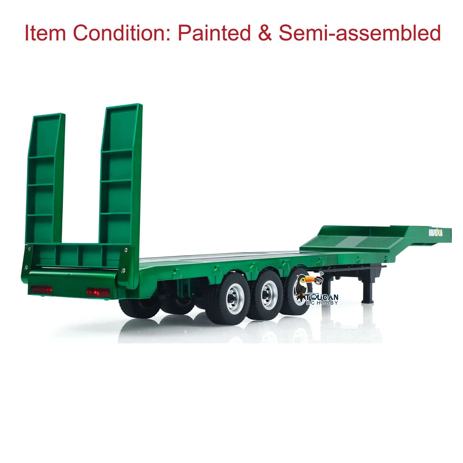 1/18 HUINA Kunststoff-Flachbett-Handanhänger 1502 für ferngesteuerten Traktor-LKW 1501, elektrische Stützbeine, Batterie, kein Licht – Detail 10