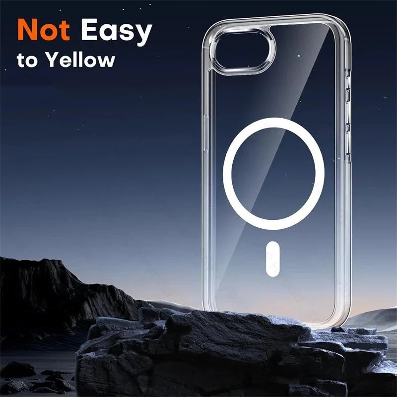 MagSafe Magnetic Wireless Charging Clear Crystal Shockproof Case