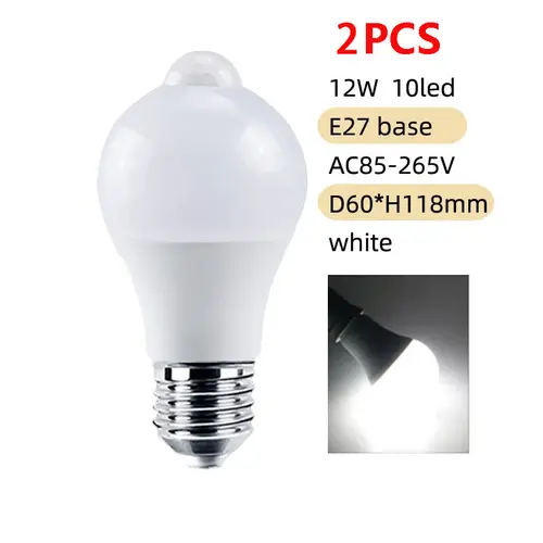 PIR Motion Sensor LED Light Bulb 12W E27 Smart Bulb Motion Activated ON/OFF Home Lights Lamp for Home Stair - Image 10