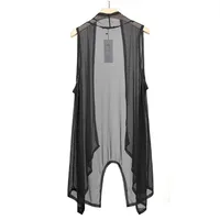 2023 Summer Korean Fashion Mesh Long Vest Hollow Out Casual Sleeveless Jacket Hip Hop Vintage Long Cardigan 2