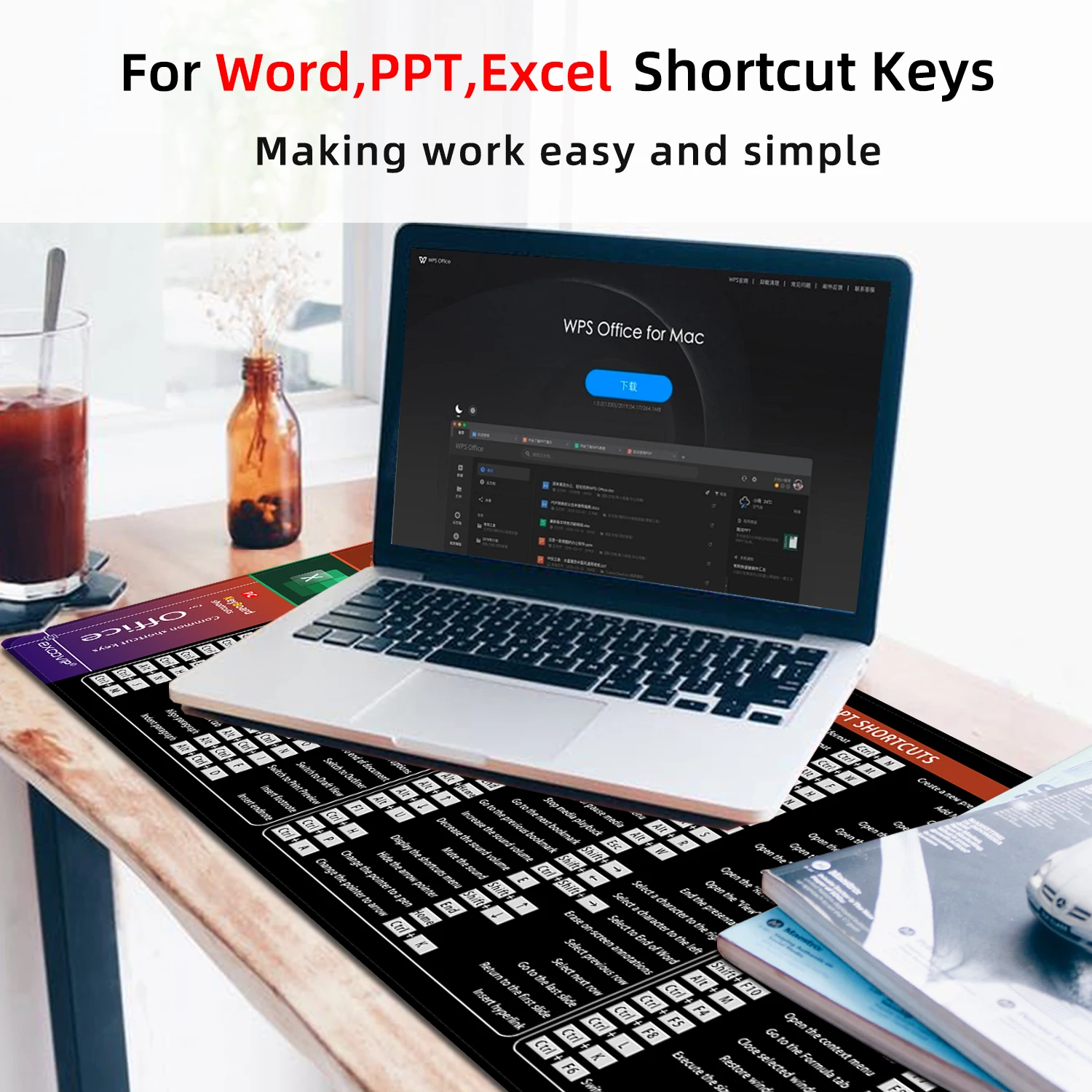 teclado grande Mousepad para Excel Word Powerpoint,
