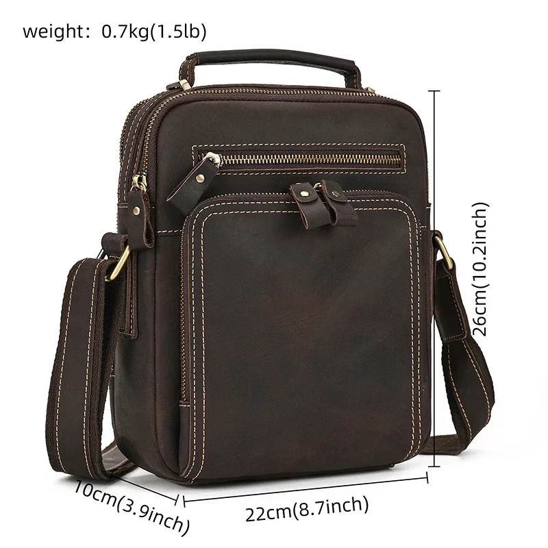 Genuine Leather Shoulder Crossbody Bag for Men