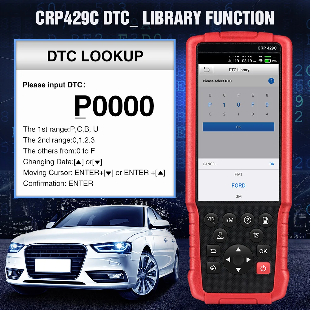 automotive battery charger LAUNCH X431 CRP429C OBD2 Scanner Auto TPMS OIL DPF Reset Car ENG ABS SRS AT System Diagnostic Tools Brake Fluid Tester as Gift cheap car inspection equipment