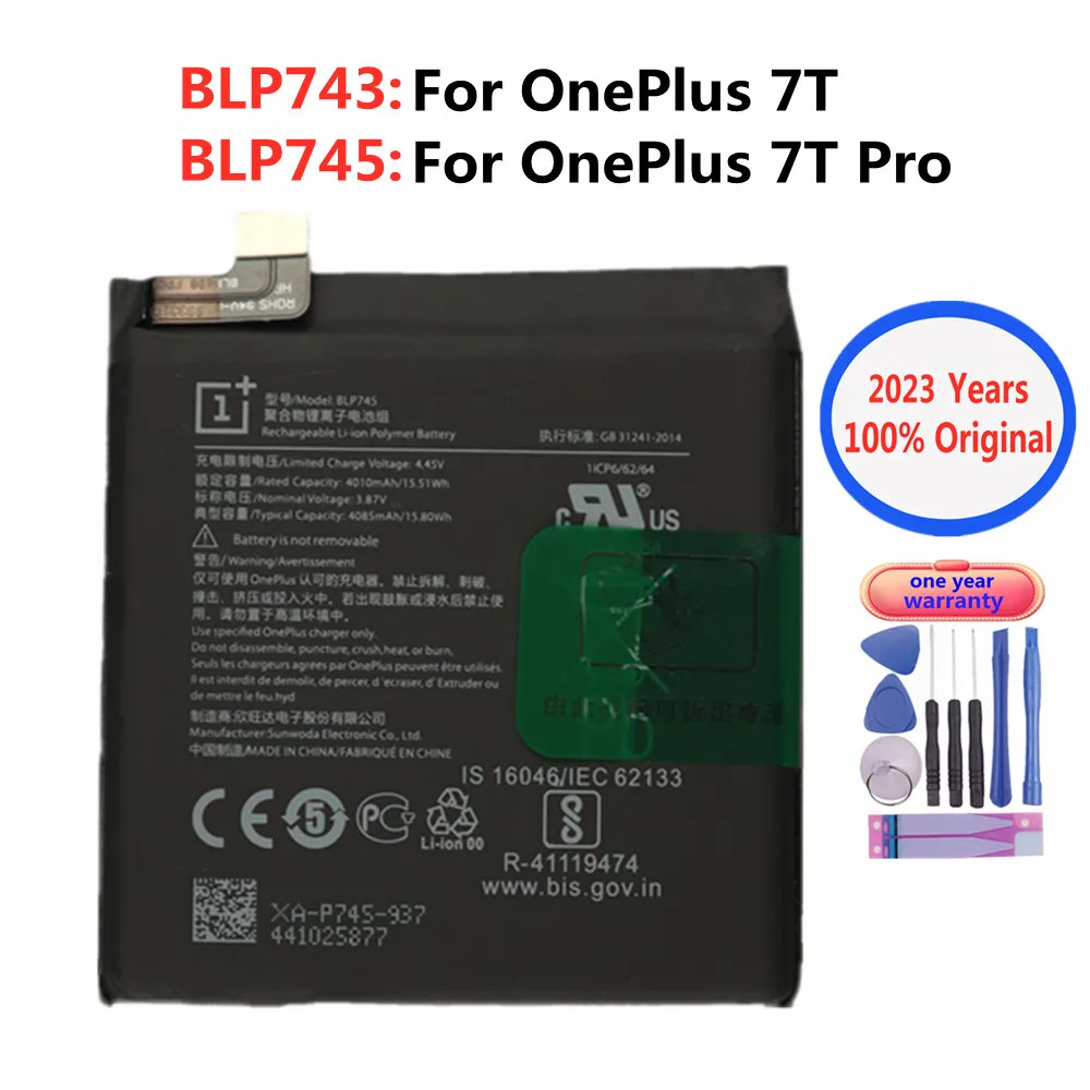 

2023 Years High Quality Original Battery For Oneplus 7T / 7T PRO One Plus 7TPro BLP743 BLP745 Phone Battery Bateria Batterij