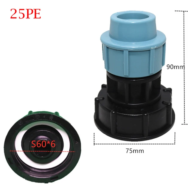 20/25/32 Mm -Es Műanyag Ibc Tartály -Adapter S60X6 Szál Az Mdpe -Hez Egyenes Illeszkedő Kerti Tömlő Csaptelepcsatlakozó Tartozékokhoz - Image 2