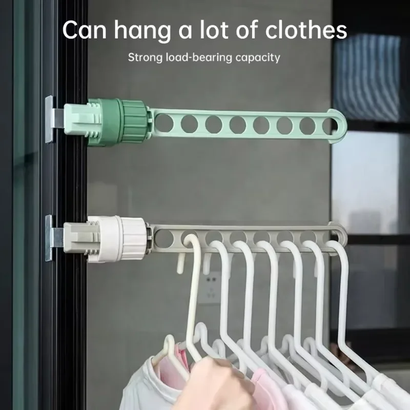 Drying Rack Bathroom Door and Window Rack Eight-hole Clothes Rack Balcony Window Multifunctional Portable Clothes Rail 3