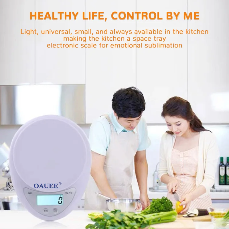 

Oauee Digital Scale 5KG 1KG Electronic Mini Pocket Scale 1g 0.1g Precision Steelyard for Kitchen Food Balance Scales Portable