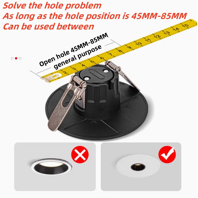 LED Downlight Recessed Ceiling Spotlight Suitable For Opening 45MM-85MM