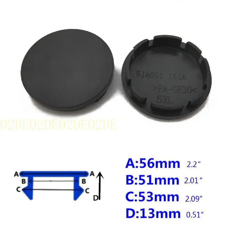 4-Piece Black/Silver Car Wheel Center Caps - Universal Fit