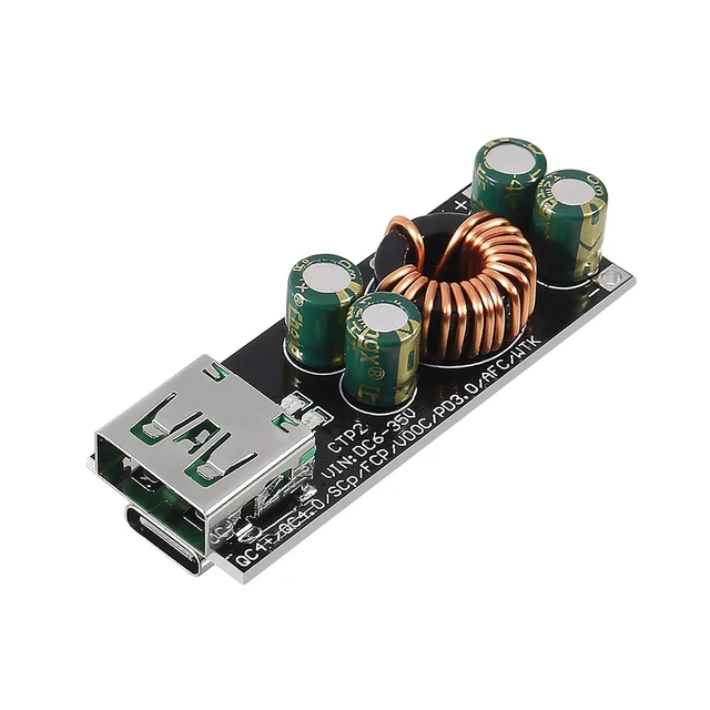 60W 6-35V DC to USB Type C PD 3.0 QC4 Type A QC3.0 DC Fast Charge 12V 24V Step-Down Power Module 1