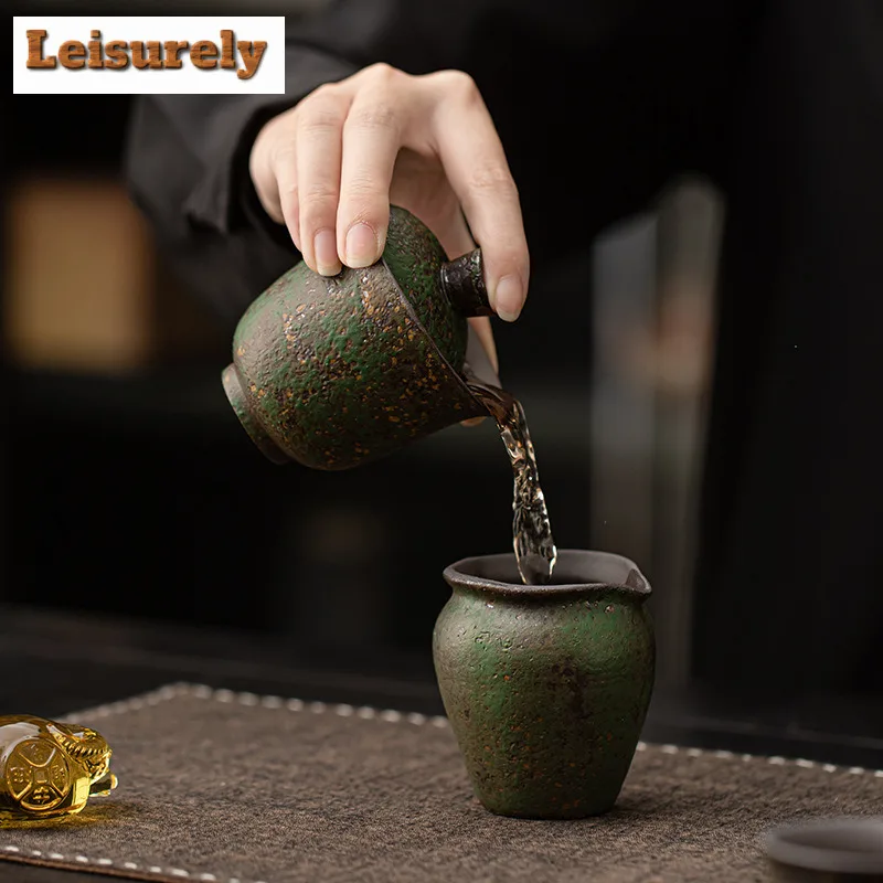 130ml Kiln Fambe Old Rock Clay Fairy Trail Green Gaiwan Ancient Tea Tureen Tea Bowl With Lid Kit Tea Maker Cover Bowl Cafes Gift