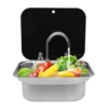 RV Caravan or Boat Stainless Steel Hand Wash Basin Sink with Folded Faucet  van Camper Trailer Accessories Sink with Tap 5