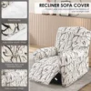 4Pcs Elastic Recliner Sofa Cover Printed Stretch Recliner Slipcovers with Side Pockets Non Slip Sofa Slipcovers for Living Room 6