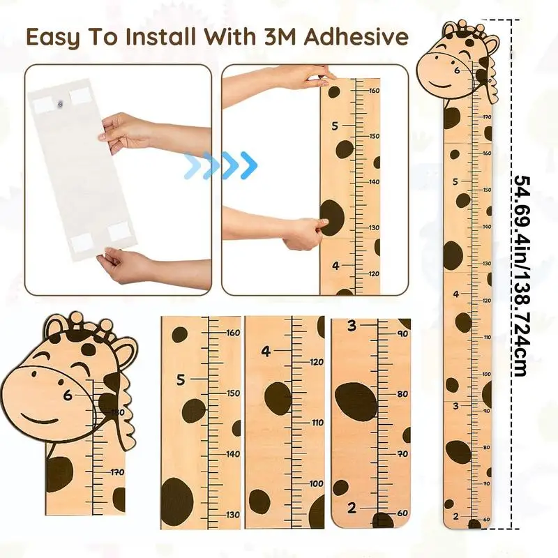 pvc children height chart Cartoon wall Mounted stickers for home use with accurate measurement Growth Chart Record Ruler