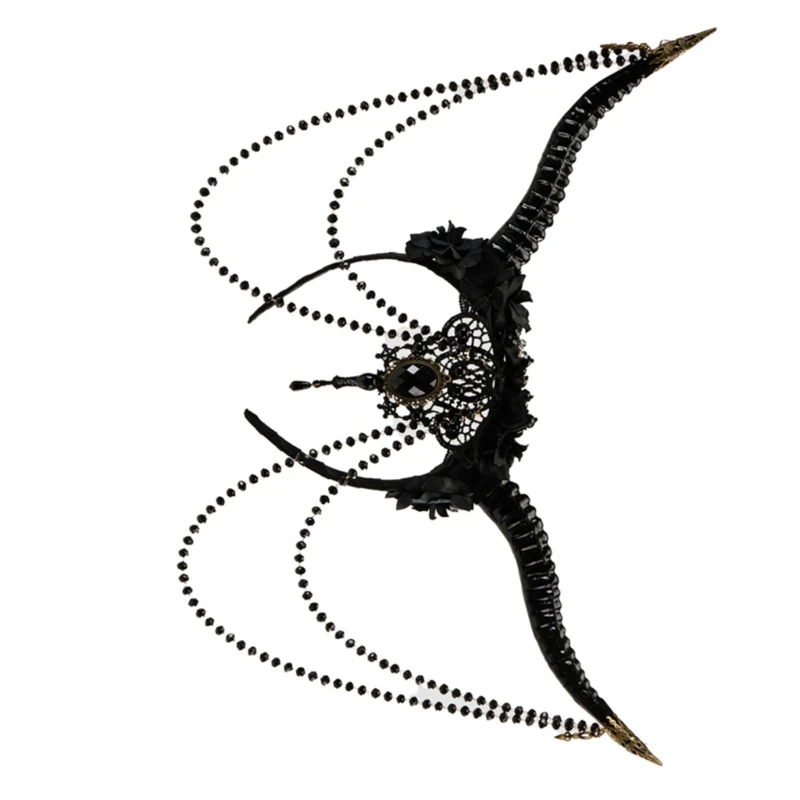 

Роговые готические повязки на голову, головные уборы, костюм на Хэллоуин, вечерние товары для женщин и девочек