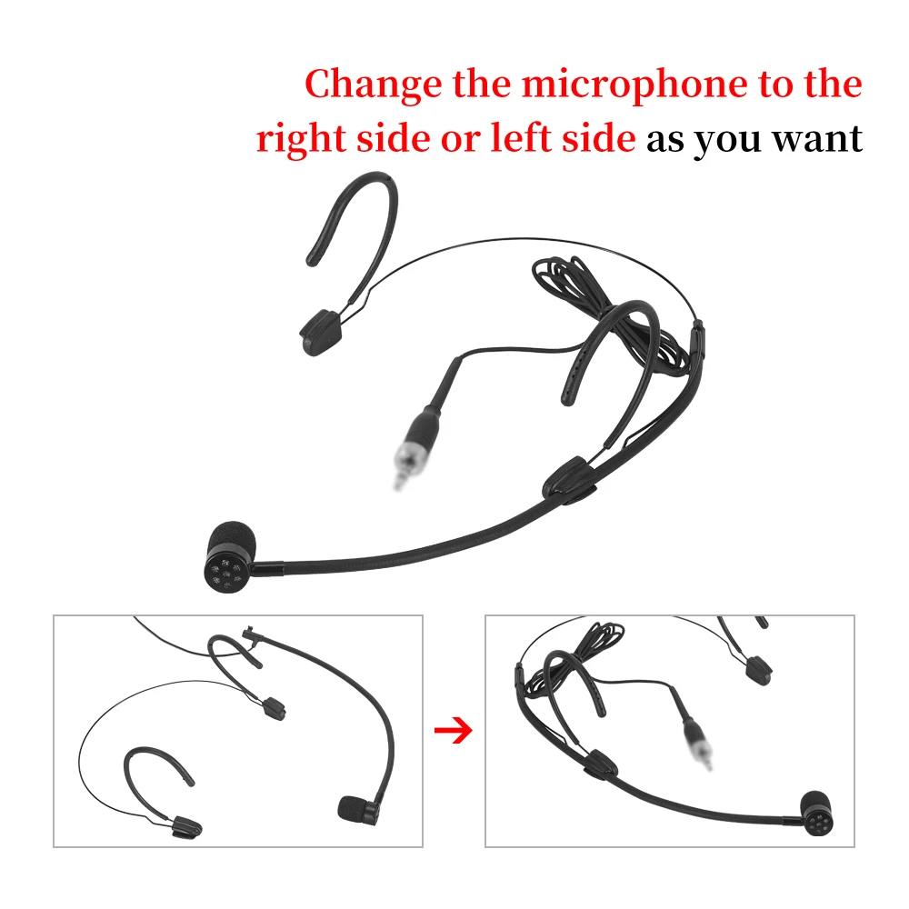 Iiimymic-uni-direcional Preto Fone de Ouvido Microfone Pinos Xlr Ta4f Cantando Headworn Mic para Shure Sistema Bodypack sem Fio - Image 3