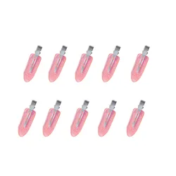 Set of 10 No-Crease Hair Clips (10pcs pink glitter)