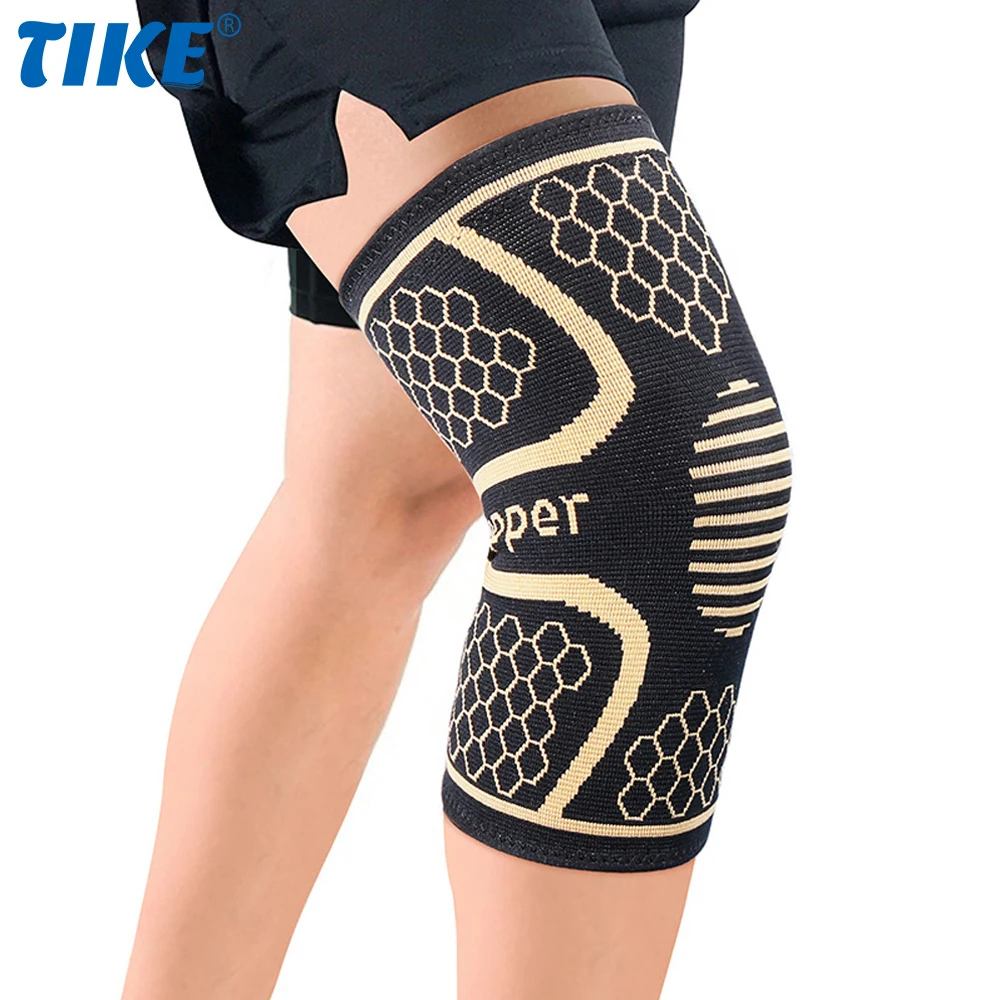 

TIKE 1 PC Copper Nylon Protective Knee Brace Support Compression Sleeves for Unisex Running Fitness Elastic Wrap Brace Knee Pad
