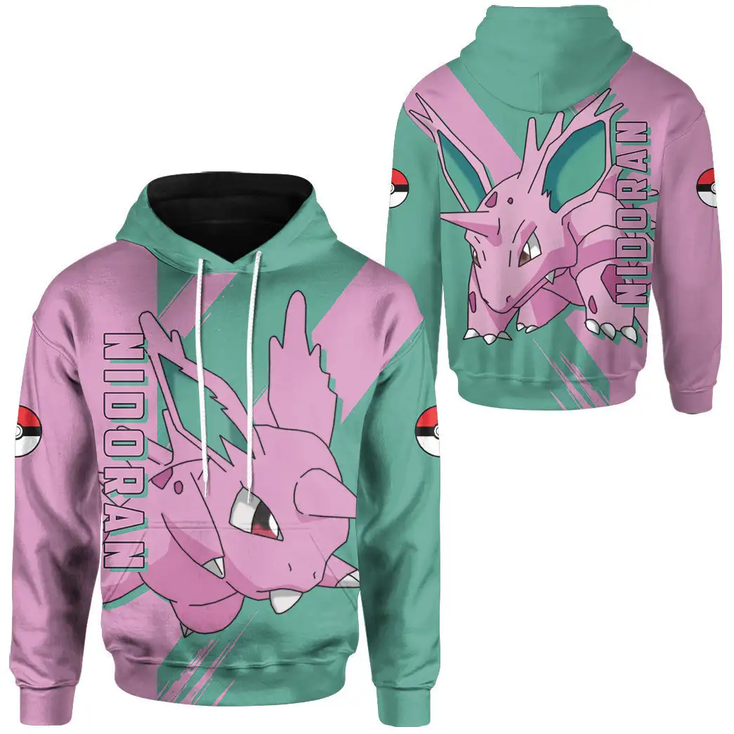 

Pokemon Nidoran 3d Print Hoodie Men Women Casual Sweatshirt PKM Zipper Hoodie Streetwear Kids Pullover Hoodie