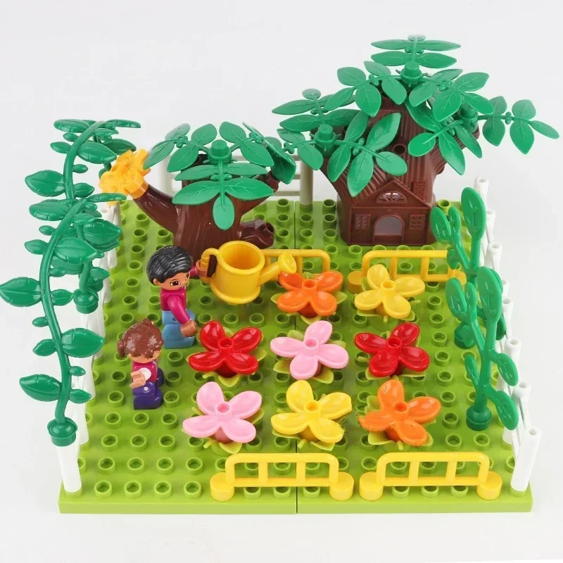Outdoor Forest Building Block Set - Flower, Grass, and Tree Adornments for Kids