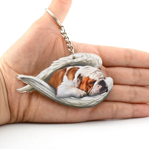 개와 고양이 잠자는 천사 펜던트 가방 키 체인, 자동차 키 체인 키링, 동물 애완 동물 쥬얼리, 여성 소녀 선물, 68 스타일, 1 개 6