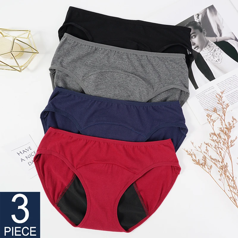 3PCS Menstrual Panties Physiological Pants Women Underwear Period