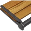 18" Wall-Mounted Folding Serena Teak Wood Shower Bench Seat with Matte Black Frame, Clear Coated for Extra Protection 3