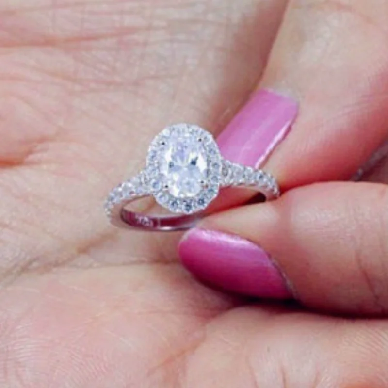 

1 Carat White Diamond Beautiful Pure Silver Engagement Wedding Love Set Ring Size 6-10