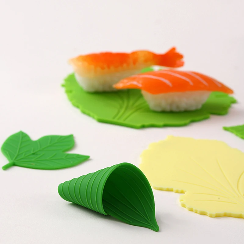 Description Picture 6 of item5pcs/Lot Leaf Bento Dish Cup Lunch Separator Sushi Rice Ball Mat Kitchen Tools Accessories