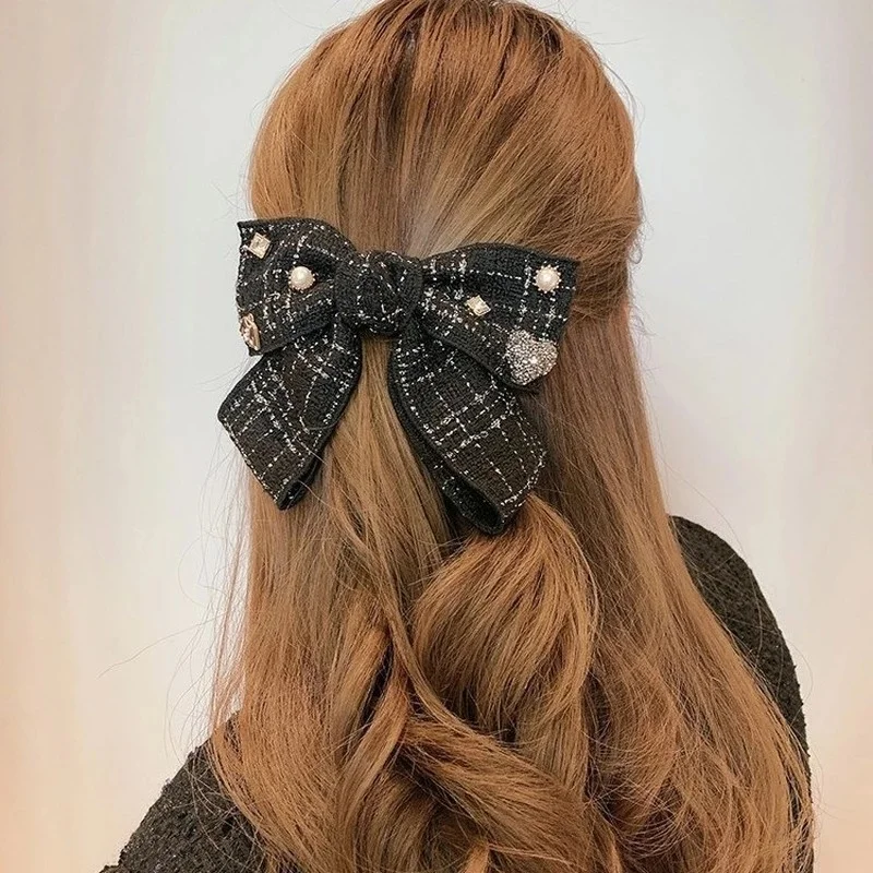 2023 New Elegant Cotton Dot Printed Hair Clips for Cute Girls Plaid Bowknots Boutique Barrettes Hair Accessories Hairpins