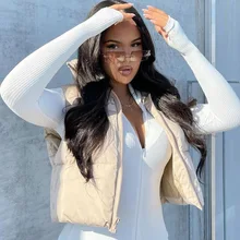 Autumn and Winter Warmth Stand-up Collar Zipper Cotton-filled Vest Women Jacket Down Jacket Women Woman Jacket