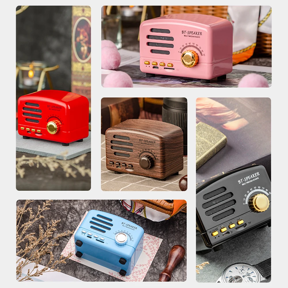 BT01 Retro Bluetooth-compatible5.0 Speaker Wooden Old Classic Style Strong Bass Enhancement Loud Volume Sound Box With FM Radio