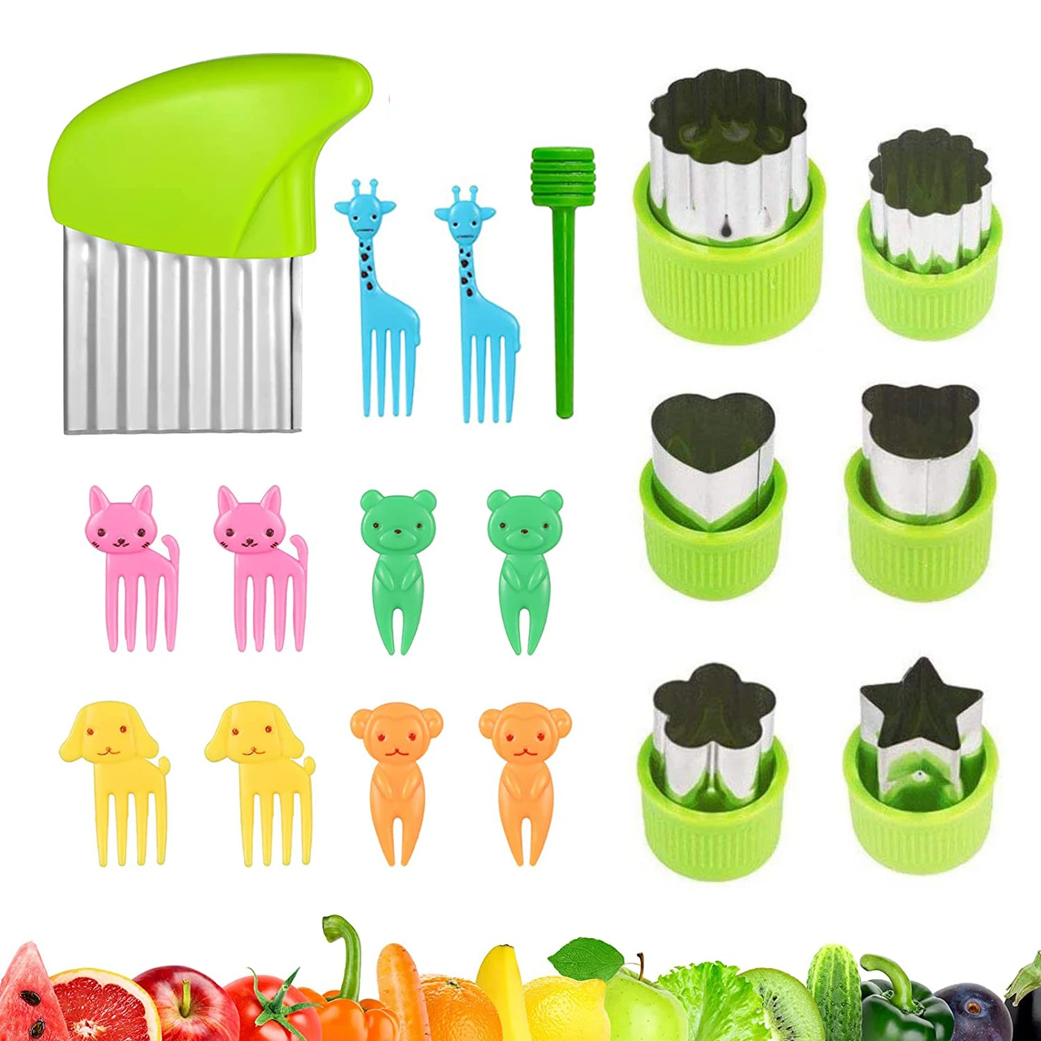 Stainless Steel Vegetable Cutter Shapes Set for Kids Children DIY Mini Food  Fruit Cutters Mold Cookie Stamps Mold with Forks - AliExpress