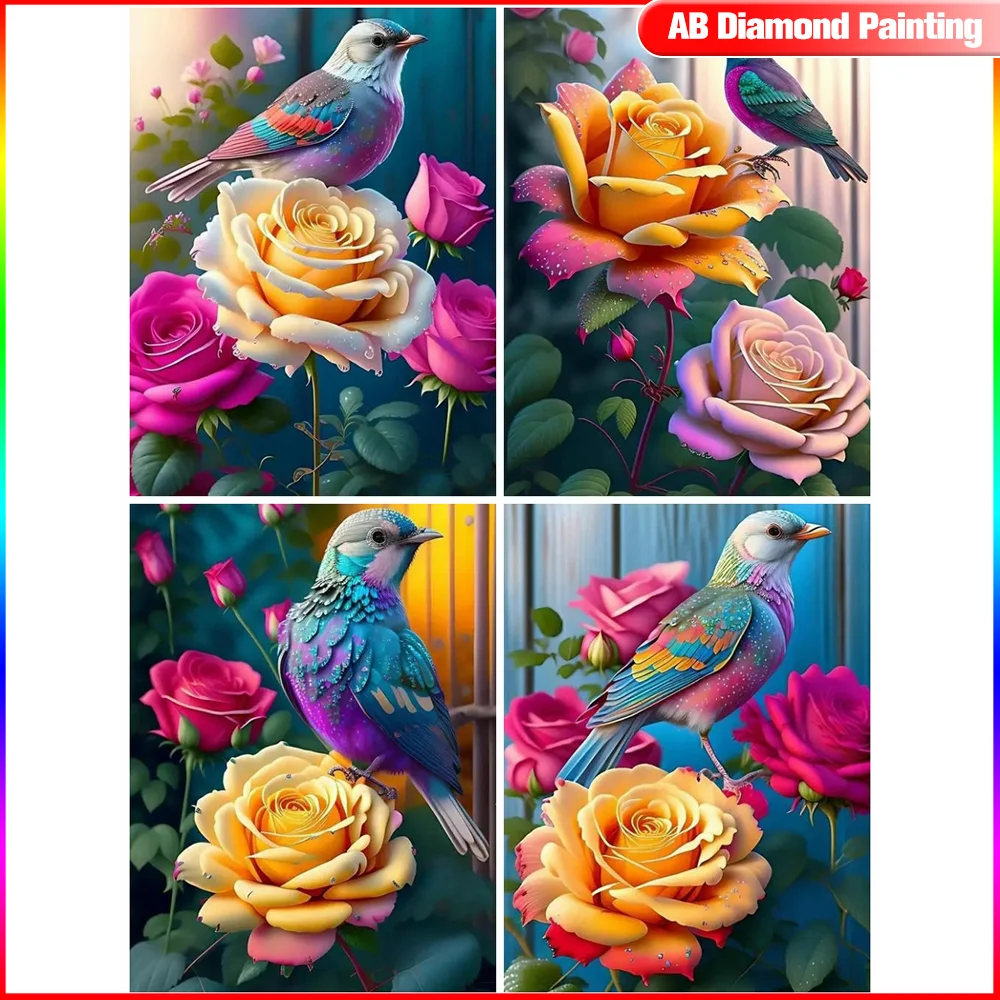 Huacan Diamond Art Painting Bird Flower Full Square Round Embroidery Mosaic  Animal Home Decor - AliExpress