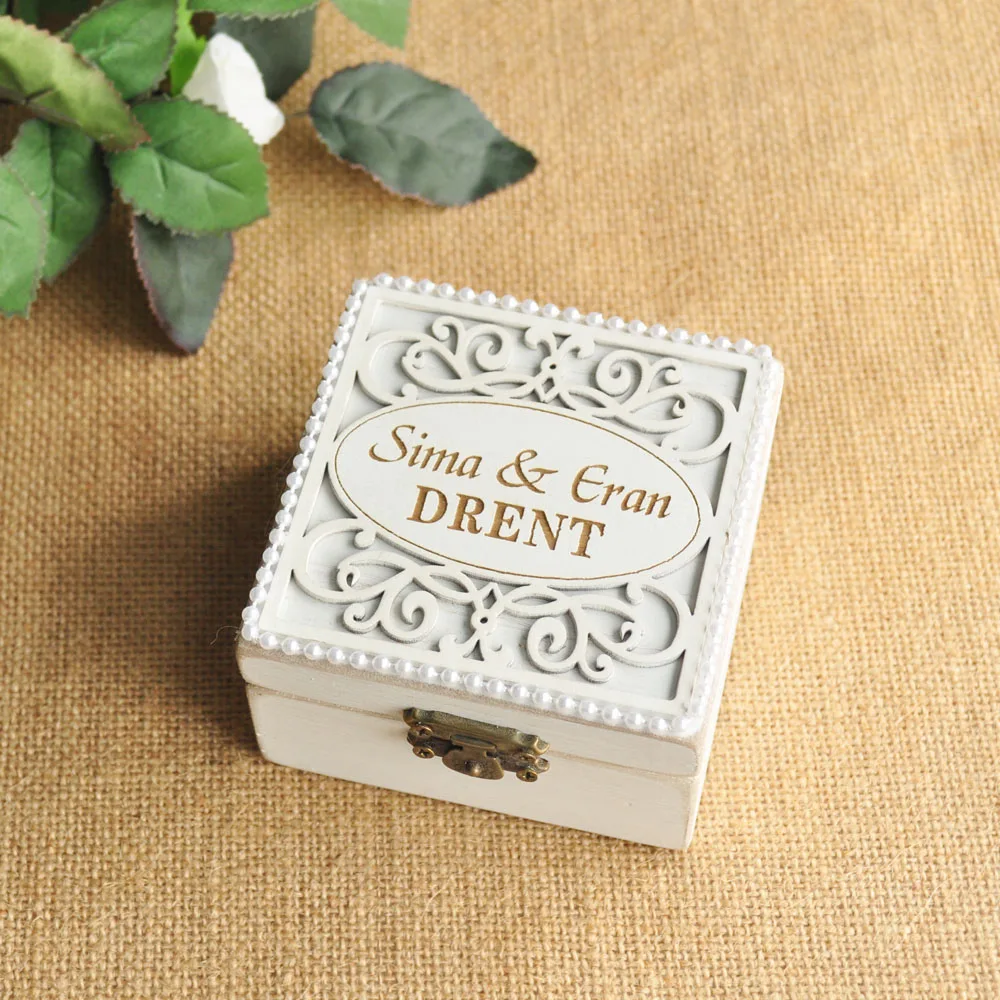 Personalized Wedding Ring Box Rustic Wedding Ring Bearer Box Engagement Box Wedding Gift For Her Wooden Proposal Box Jewelry Box personalized hexagon ring bearer box wedding glass ring box decoration engagement box geometric jewelry storage box propose gift